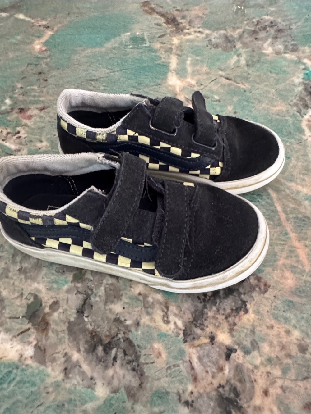 Kids Vans Navy glow in the dark Checker Slip-On Sneakers with Velcro
